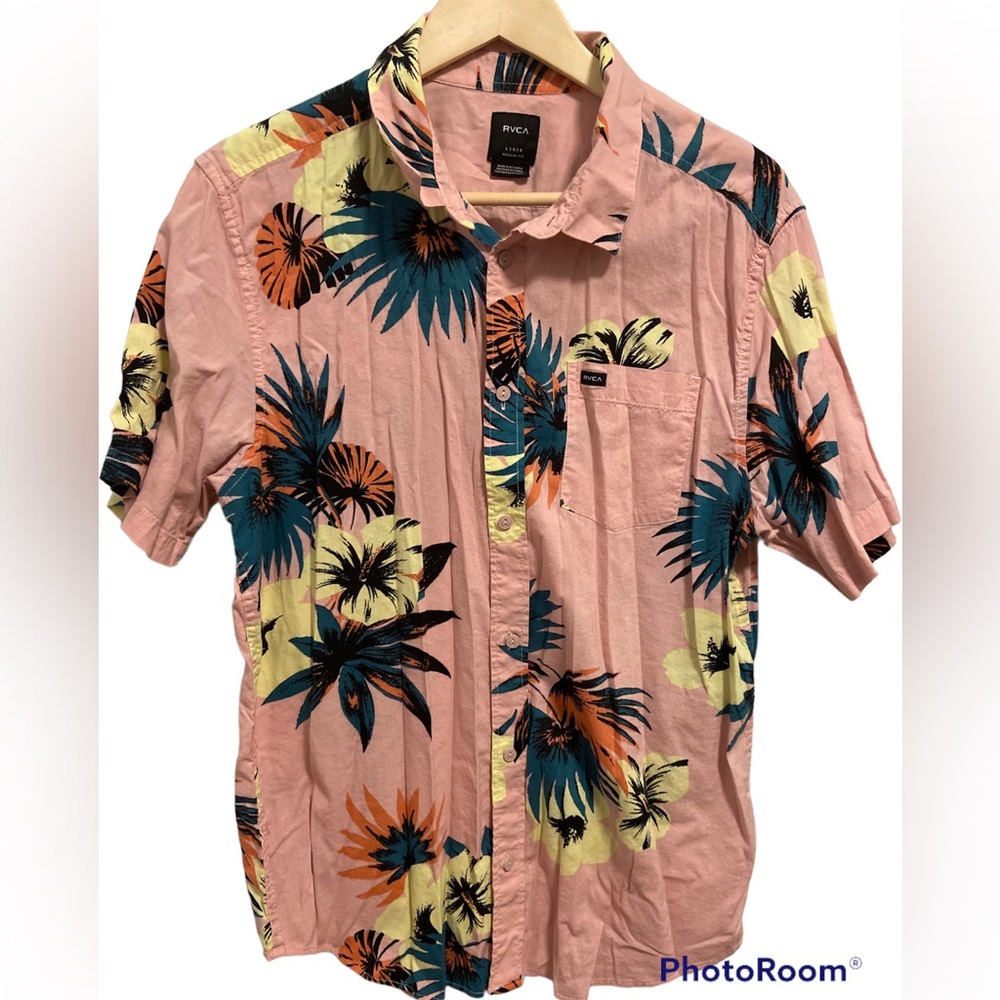 RVCA Romeo Floral men’s button up shirt size large EUC!